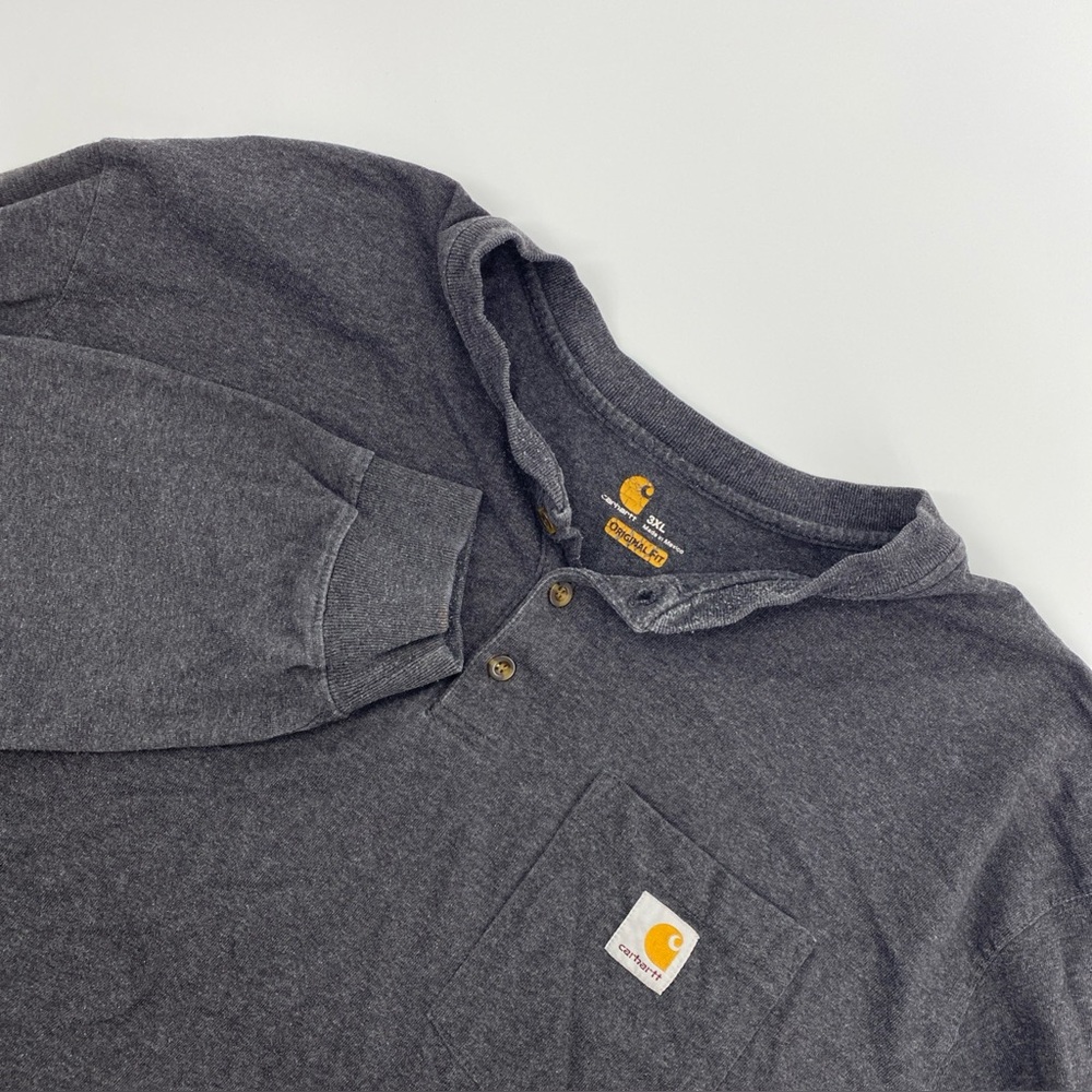 Carhartt Shirt Mens XXXL Black Henley K128 Workwear Chore Utility Rugged 3XL